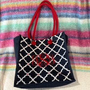 Stylish Red and Navy Tote Bag